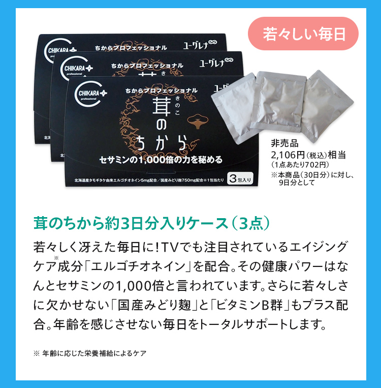 茸のちから約3日分入りケース3点