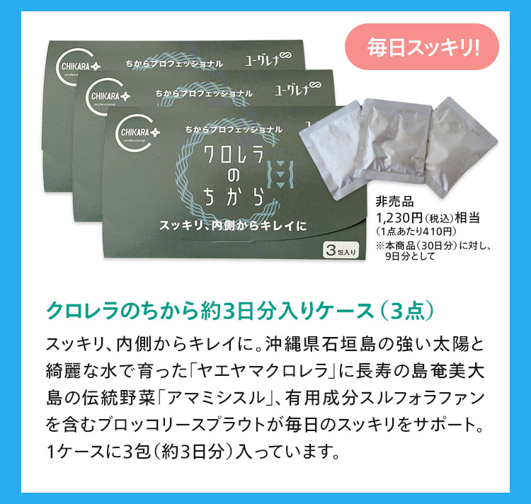 クロレラのちから約3日分入りケース3点